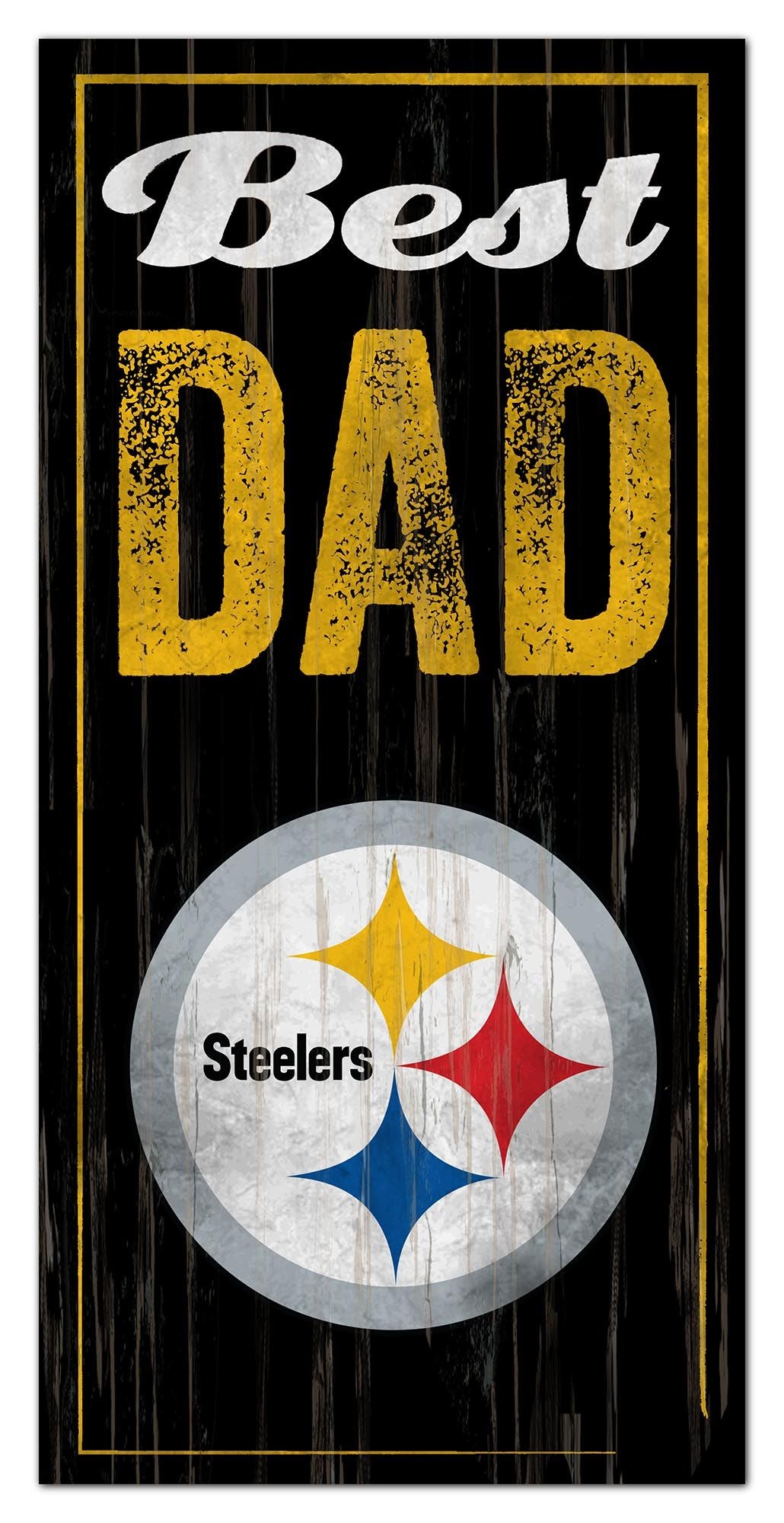 Pittsburgh Steelers Logo Dad 6x12 Wood Sign