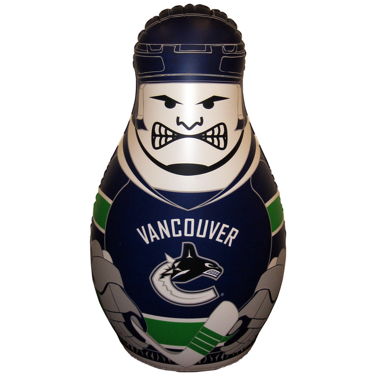 Vancouver Canucks 40" vinyl tackle buddy punching bag with bounce-back action for kids, officially licensed NHL gear