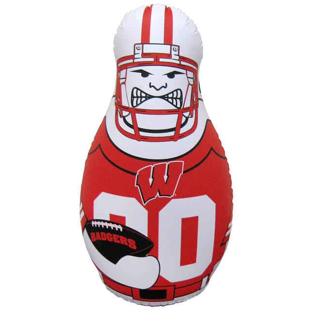 Wisconsin Badgers 40" inflatable vinyl tackle buddy punching bag with team colors and bounce-back action for kids