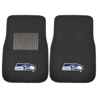 Seattle Seahawks 2-pc car mat set with embroidered team logo.