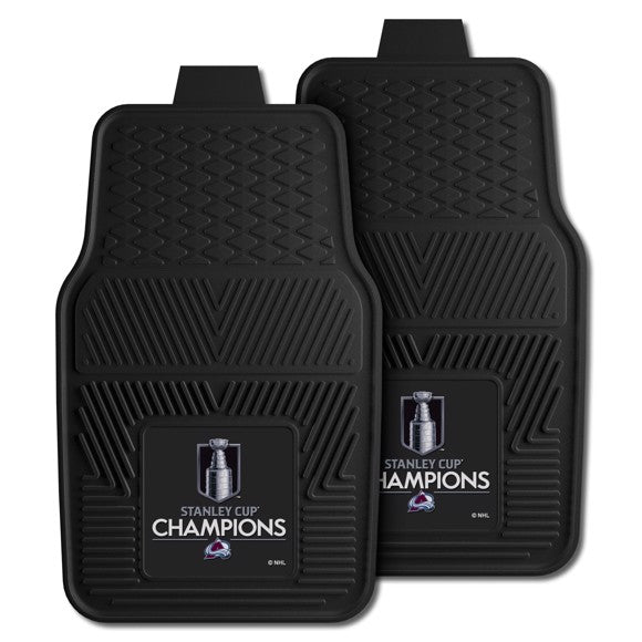 Colorado Avalanche 2022 Stanley Cup Champions Car Mat Set: Durable vinyl, 3-D logo in team colros. Officially licensed by the NHL.