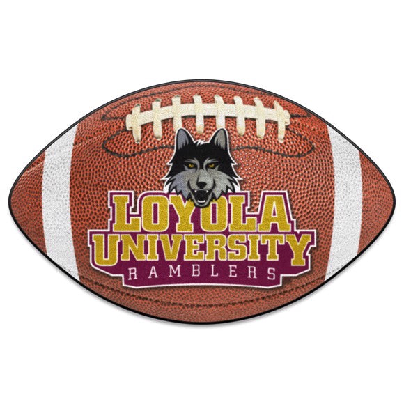 Loyola Chicago Ramblers NCAA Football Mat - 20.5" x 32.5" rug made in the USA with 100% Nylon Face & recycled vinyl backing. Officially Licensed. Made by Fanmats
