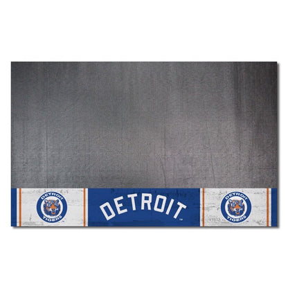 Detroit Tigers Retro Grill Mat, 26" x 42", 100% vinyl, vintage team graphics, protects decking from spills.