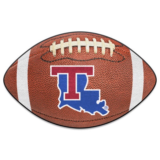 Louisiana Tech Bulldogs Football Mat - 20.5" x 32.5" rug made in the USA with 100% Nylon Face & recycled vinyl backing. Officially Licensed. Made by Fanmats