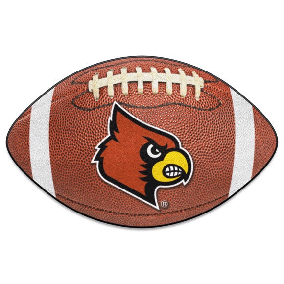 Louisville Cardinals NCAA Football Mat - 20.5" x 32.5" rug made in the USA with 100% Nylon Face & recycled vinyl backing. Officially Licensed. Made by Fanmats