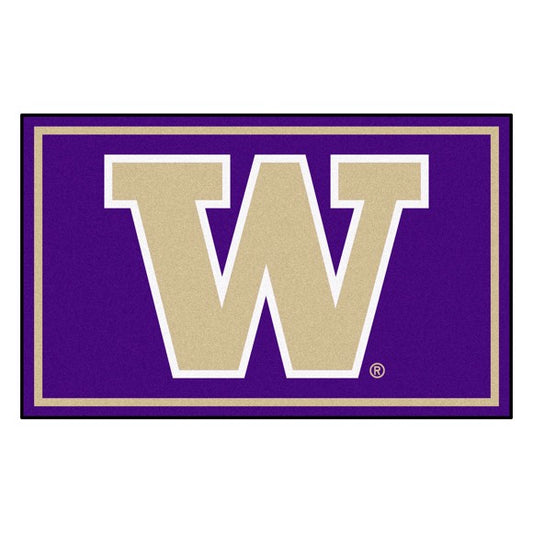 Washington Huskies NCAA 4ft. x 6ft. Plush Rug with team colors, 100% nylon face, and durable Duragon backing. Officially licensed.