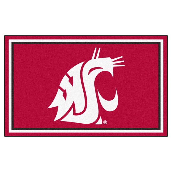 Washington State Cougars NCAA 4ft. x 6ft. Plush Rug with team colors, 100% nylon face, and durable Duragon backing. Officially licensed.