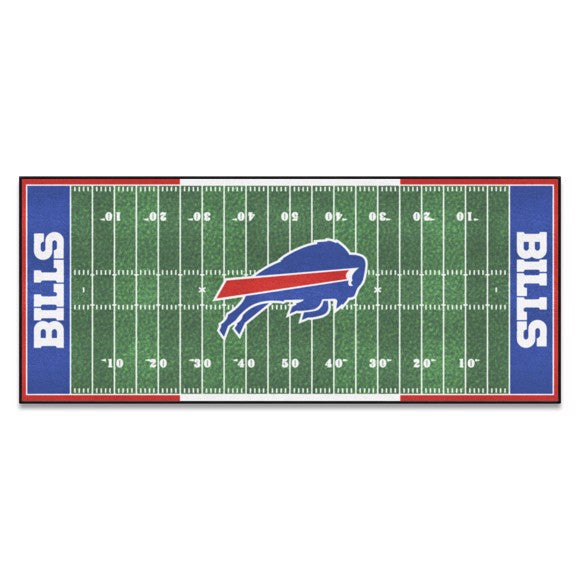 Buffalo Bills NFL Field Runner - 30" x 72". True team colors, non-skid backing, machine washable. Made in USA. Officially Licensed