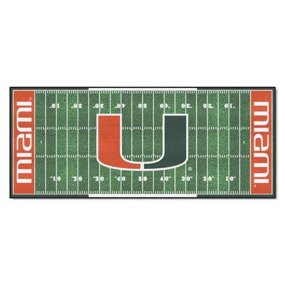 Miami Hurricanes 30x72" Football Field Runner: Vibrant team colors, iconic design. Perfect decor for dedicated football enthusiasts