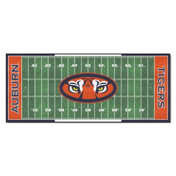 New Auburn Tigers NCAA Football Field Runner - 30" x 72". True team colors, non-skid backing, 100% Nylon Face. Made in USA. Machine washable. Officially Licensed