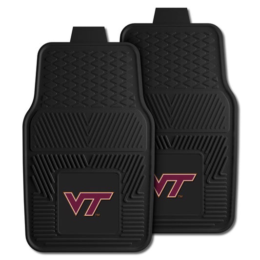 Virginia Tech Hokies NCAA Car Mat Set: Universal size, rugged 100% vinyl, 3-D logo in team colors, deep pockets for dirt and water, officially licensed.