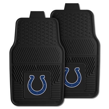 Indianapolis Colts NFL Car Mat Set: 17x27 inches, Universal Size, Heavy-Duty Vinyl, Dirt-Scraping Ribs, 3-D Team Logo, Nibbed Backing, Officially Licensed.