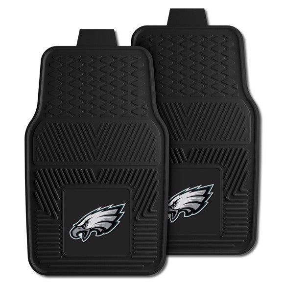 Philadelphia Eagles Car Mat Set: Heavy-duty vinyl, ribs for cleaning, deep pockets, 3-D logo. NFL licensed. Made by Fanmats