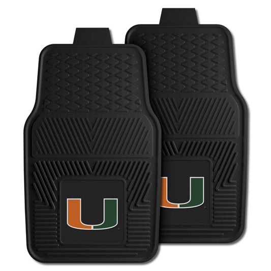 Miami Hurricanes Car Mats: Vibrant colors, bold logo. Perfect auto accessory for displaying team pride on the road.