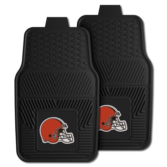 Cleveland Browns NFL Car Mat Set: Universal Size, Heavy-Duty Vinyl, Dirt-Scraping Ribs, 3-D Team Logo, Officially Licensed.