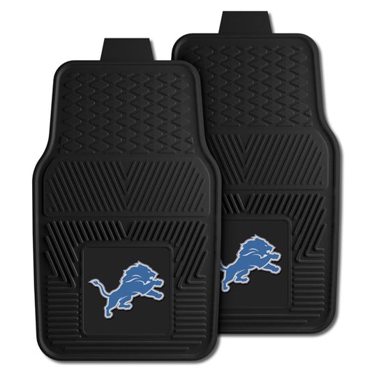 Detroit Lions NFL Car Mat Set: Universal Size, Heavy-Duty Vinyl, Dirt-Scraping Ribs, 3-D Team Logo, Nibbed Backing, Officially Licensed.