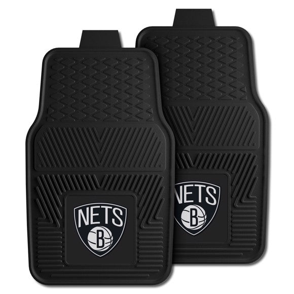 Brooklyn Nets NCAA Car Mat Set: 17x27-inch vinyl mats with 3D team logo - Keep your vehicle clean in style!