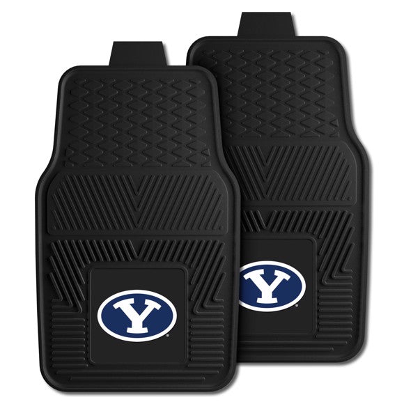BYU Cougars NCAA Car Mat Set: Universal Size, Heavy-Duty Vinyl, Dirt-Scraping Ribs, 3-D Team Logo, Officially Licensed