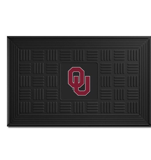 Oklahoma Sooners NCAA Door Mat: 19.5" x 31", 3-D logo in team colors. Ridges clean shoes, drain water. Durable, weather-resistant vinyl. Officially Licensed.