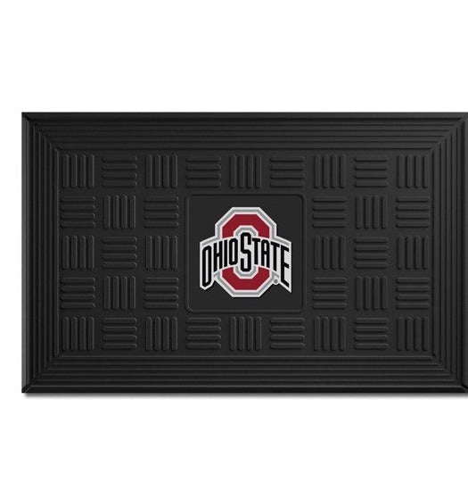 Ohio State Buckeyes NCAA Door Mat: 19.5" x 31", 3-D logo in team colors. Ridges clean shoes, drain water. Durable, weather-resistant vinyl. Officially Licensed.