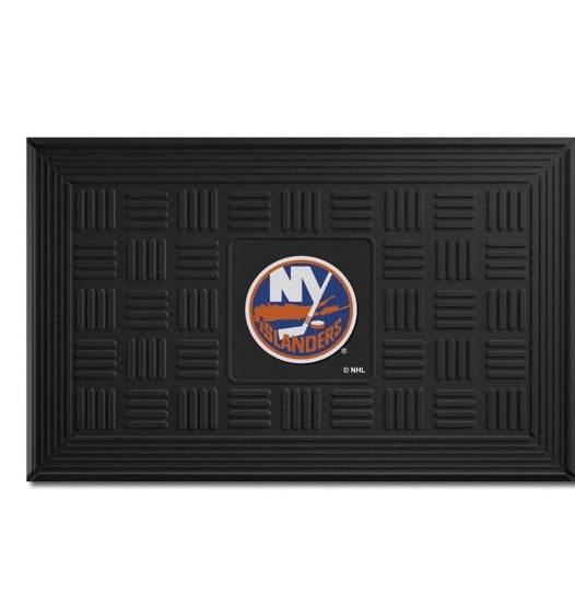 New York Islanders NHL Door Mat: 19.5" x 31", 3-D logo in team colors. Ridges clean shoes, drain water. Durable, weather-resistant vinyl.
