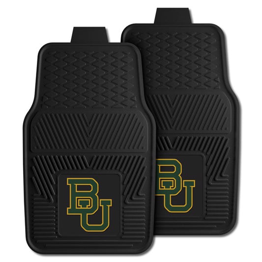 Baylor Bears NCAA Car Mat Set: Universal Size, Heavy-Duty Vinyl, Dirt-Scraping Ribs, 3-D Team Logo, Nibbed Backing, Officially Licensed.