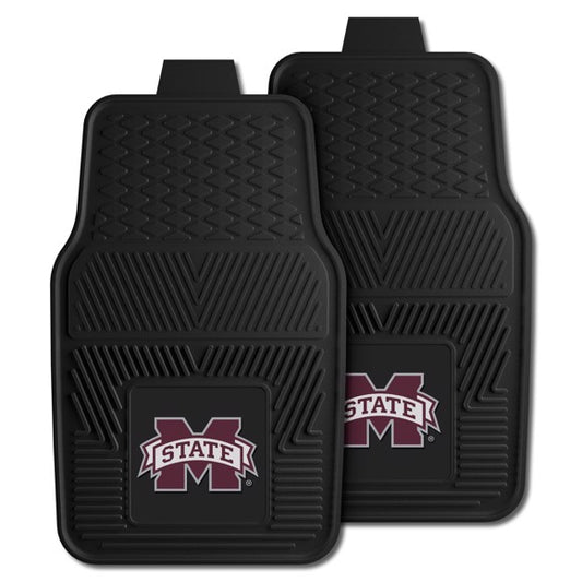 Mississippi State Bulldogs NCAA Car Mat Set: Universal size, tough 100% vinyl, 3-D logo in team colors, deep pockets for dirt and water, officially licensed.