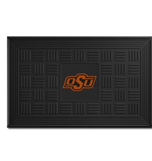 Oklahoma State Cowboys NCAA Door Mat: 19.5" x 31", 3-D logo in team colors. Ridges clean shoes, drain water. Durable, weather-resistant vinyl. Officially Licensed.