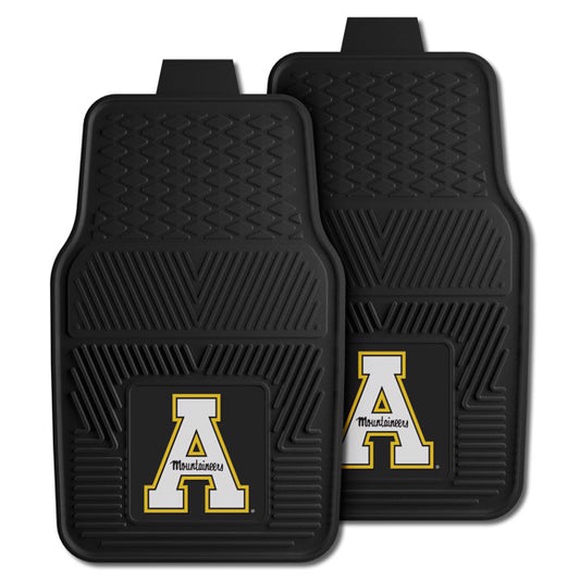 Appalachian State Mountaineers NCAA Car Mat Set: Universal Size, Heavy-Duty Vinyl, Dirt-Scraping Ribs, 3-D Team Logo, Nibbed Backing, Officially Licensed.