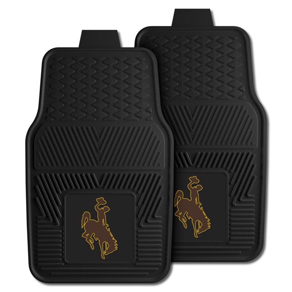 Wyoming Cowboys NCAA Car Mat Set: Universal Size, Heavy-Duty Vinyl, Dirt-Scraping Ribs, 3-D Team Logo, Nibbed Backing, Officially Licensed.