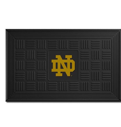 Notre Dame Fighting Irish NCAA Door Mat: 19.5" x 31", 3-D logo in team colors. Ridges clean shoes, drain water. Durable, weather-resistant vinyl.