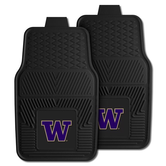 Washington Huskies NCAA Car Mat Set: Universal size, rugged 100% vinyl, 3-D logo in team colors, deep pockets for dirt and water, officially licensed
