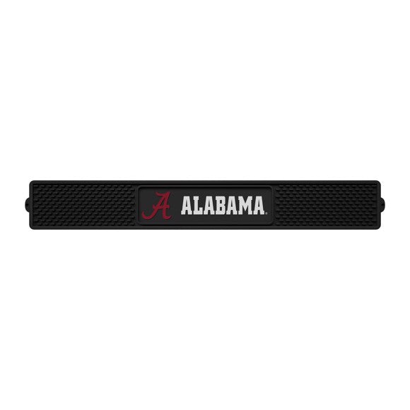 Alabama Crimson Tide Drink Mat, 3.25" x 24", durable vinyl, 1/4" deep, holds liquids, protects surfaces, 3-D logo, officially licensed. Made by Fanmats / SLS.