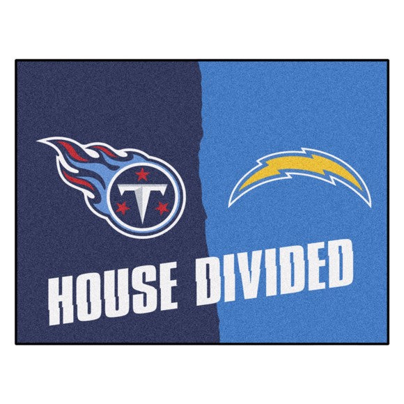 House Divided - Los Angeles Chargers/ Tennessee Titans House Divided Mat by Fanmats