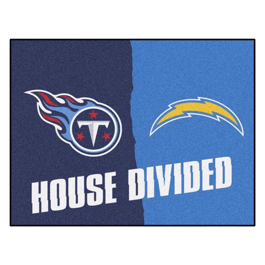 House Divided - Los Angeles Chargers/ Tennessee Titans House Divided Mat by Fanmats