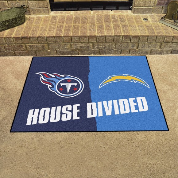 House Divided - Los Angeles Chargers/ Tennessee Titans House Divided Mat by Fanmats