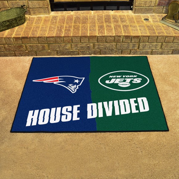 House Divided -  New England Patriots / New York Jets Mat / Rug by Fanmats