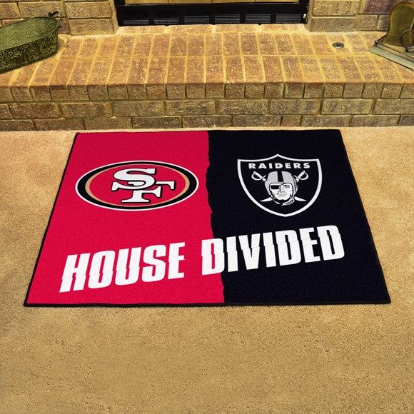 House Divided - San Francisco 49ers / Las Vegas Raiders House Divided Mat by Fanmats