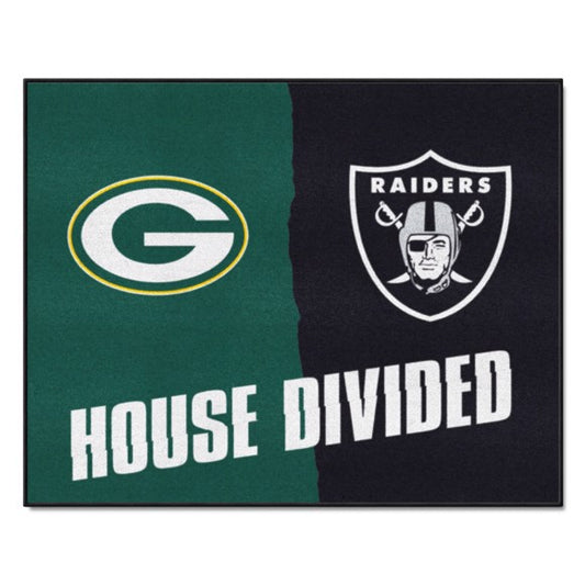 House Divided - Green Bay Packers / Las Vegas Raiders Mat / Rug by Fanmats