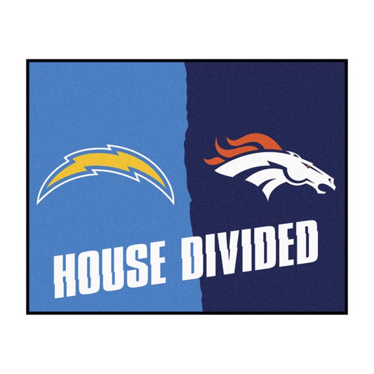 House Divided - Los Angeles Chargers / Denver Broncos House Divided Mat by Fanmats