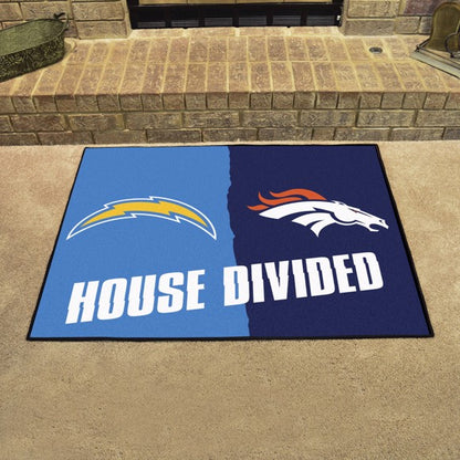 House Divided - Los Angeles Chargers / Denver Broncos House Divided Mat by Fanmats