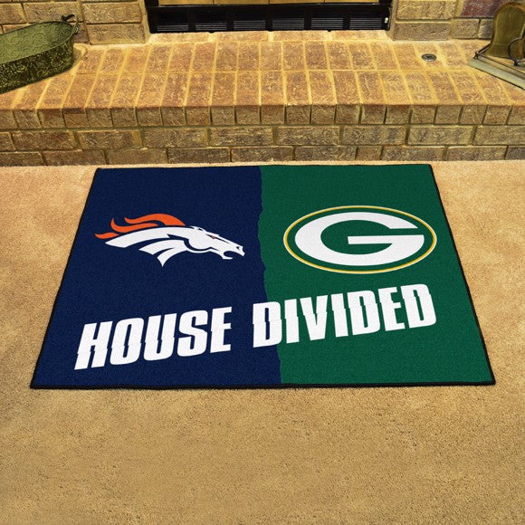 House Divided - Denver Broncos / Green Bay Packers House Divided Mat by Fanmats