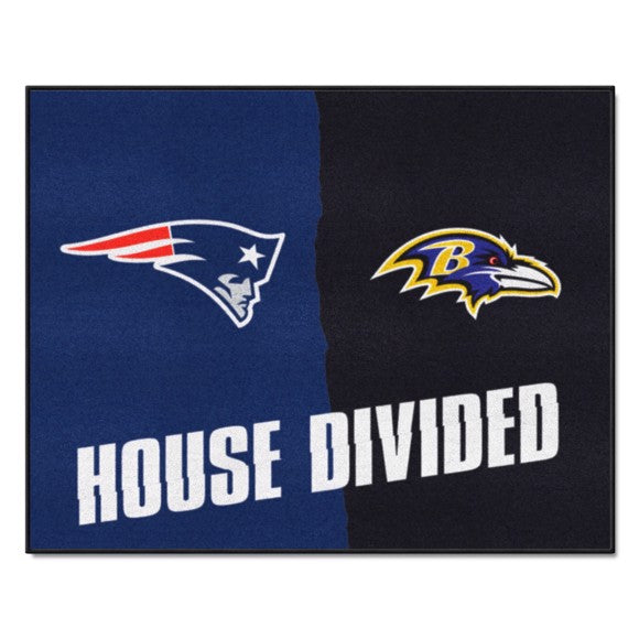 House Divided -  New England Patriots / Baltimore Ravens Mat / Rug by Fanmats