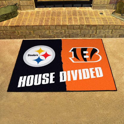 House Divided - Pittsburgh Steelers  / Cincinnati Bengals Mat / Rug by Fanmats