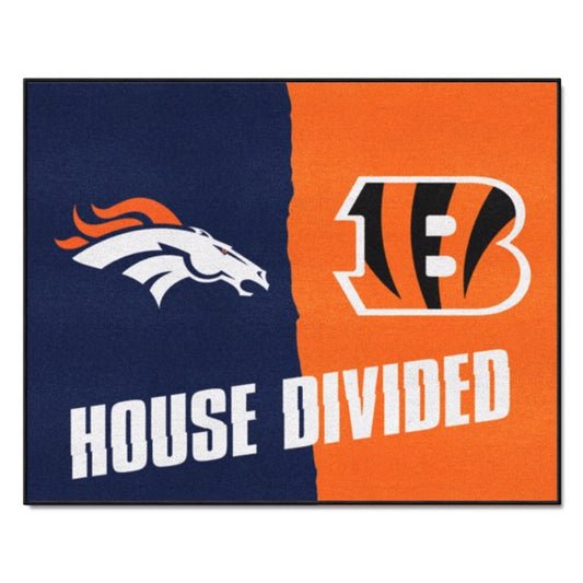 House Divided - Denver Broncos / Cincinnati Bengals House Divided Mat by Fanmats