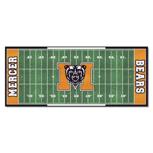 Mercer Bears NCAA Football Field Runner/Mat - 30" x 72" made in the USA with chromojet-printed true team colors. Officially Licensed. Made by Fanmats.