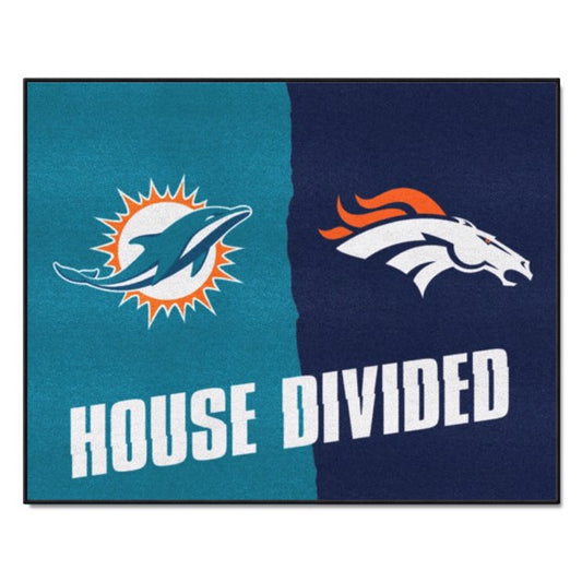 House Divided - Miami Dolphins / Denver Broncos Mat / Rug by Fanmats