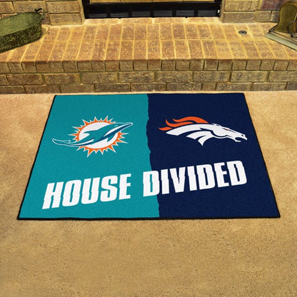 House Divided - Miami Dolphins / Denver Broncos Mat / Rug by Fanmats