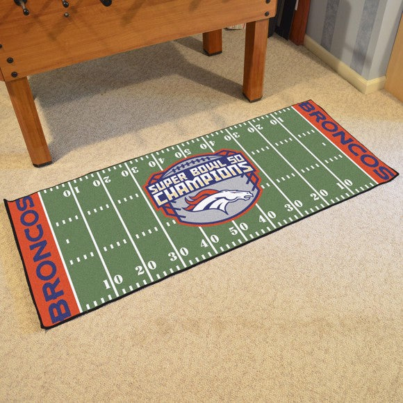 Denver Broncos Super Bowl 50 - Football Field Runner Mat / Rug by Fanmats