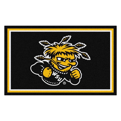 Wichita State Shockers NCAA 4ft. x 6ft. Plush Rug with team colors, 100% nylon face, and durable Duragon backing. Officially licensed.